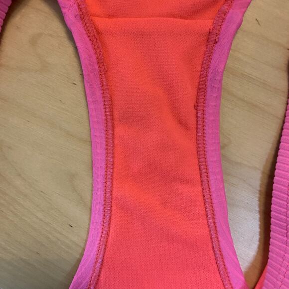 Nike Ribbed Bikini Bottom Swimsuit Nylon Back Logo Hot Pink Medium - Picture 5 of 6